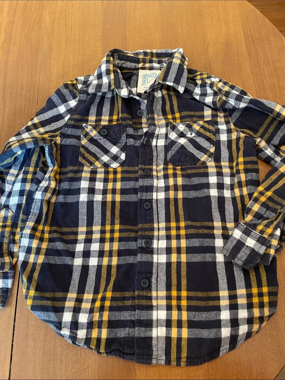 The Children's Place Navy, Yellow & White Plaid Button-Down Shirt